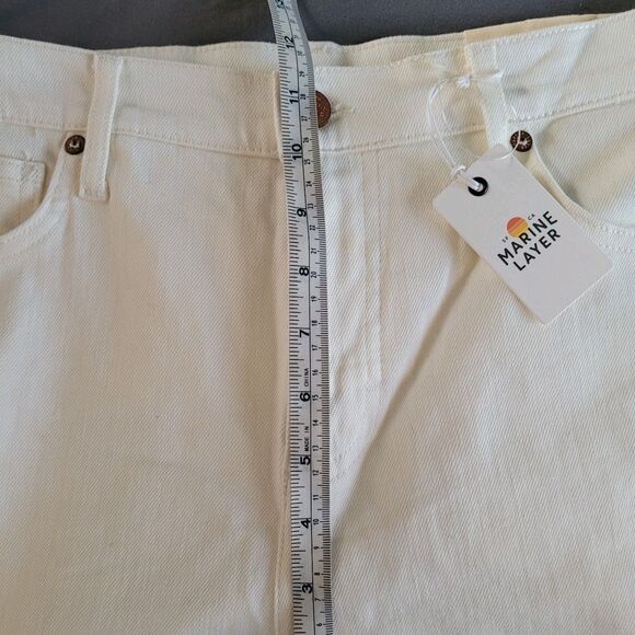 Marine Layer Crop Kick Flare Jeans Size 28 Ivory White Stretchy High Rise Pocket - Picture 7 of 11